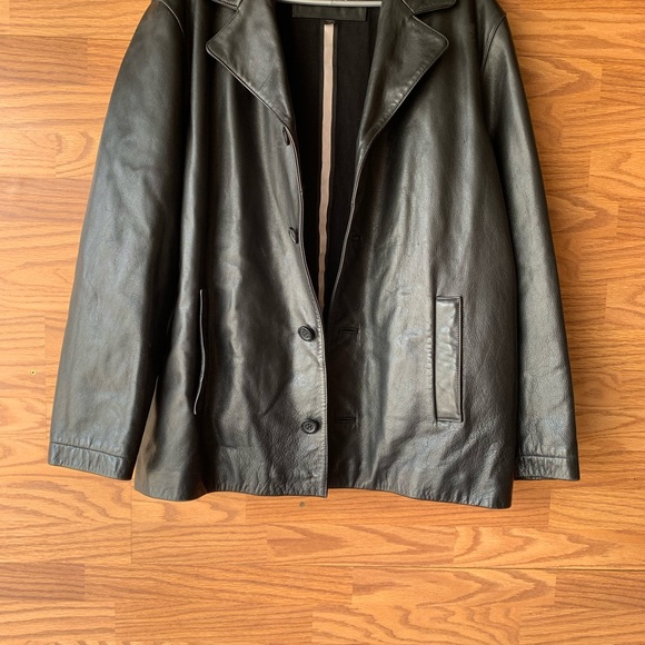 GUESS Genuine Leather Jacket coat Motorcycle button down thick insulated size L